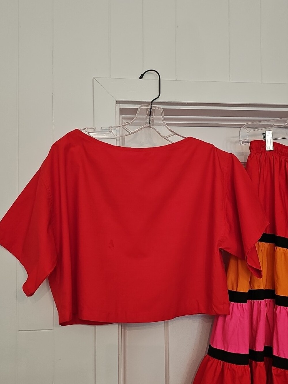 Albert Nipon Multicolor Tiered Maxi Skirt SET Red,& Orange & Pink, Vintage Set - Picture 5 of 16